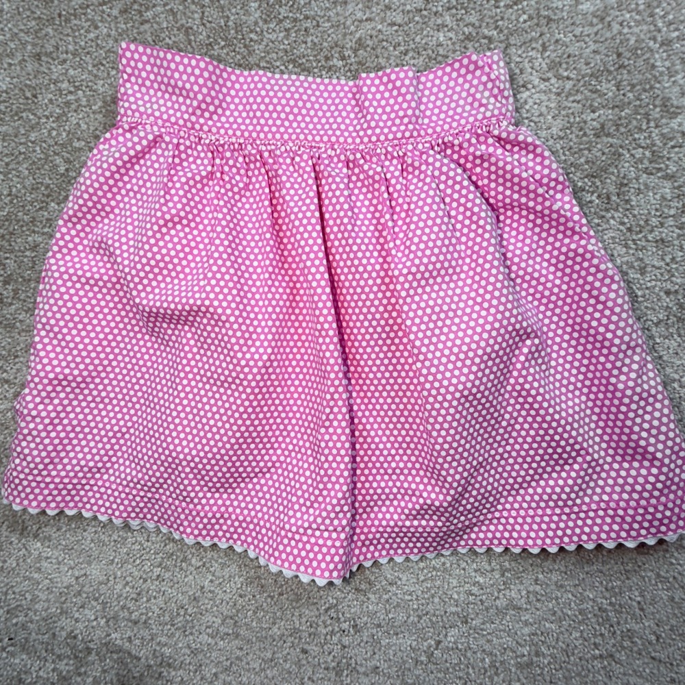 Kayce Hughes Girls Pink Polka Dot Ric-Rac Trim Preppy Cotton Skirt Size 5
